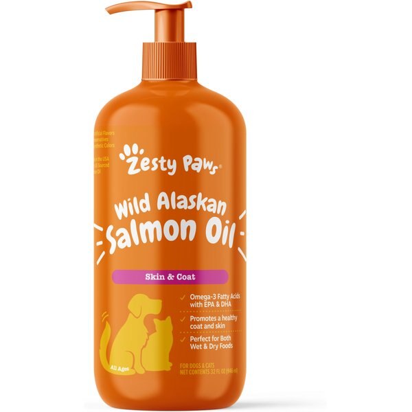 ZESTY PAWS Wild Alaskan Salmon Oil Liquid Skin & Coat Supplement for
