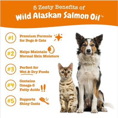 Show full view: Zesty Paws Wild Alaskan Pollock+Salmon Oil Liquid Skin & Coat Supplement for Dogs & Cats, 32-fl oz bottle slide 3 of 11