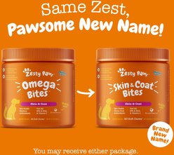 Zesty Paws Omega Bites Chicken Flavored Soft Chews Skin & Coat Supplement for Dogs, 90 count slide 2 of 8