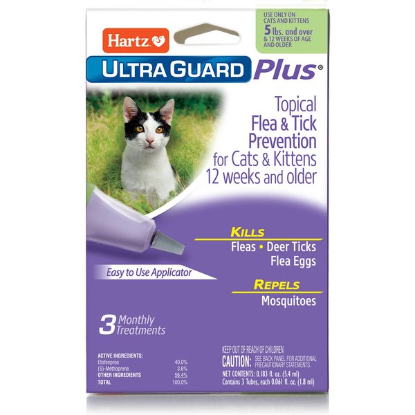 HARTZ UltraGuard Plus Flea & Tick Spot Treatment for Cats, over 5 lbs ...