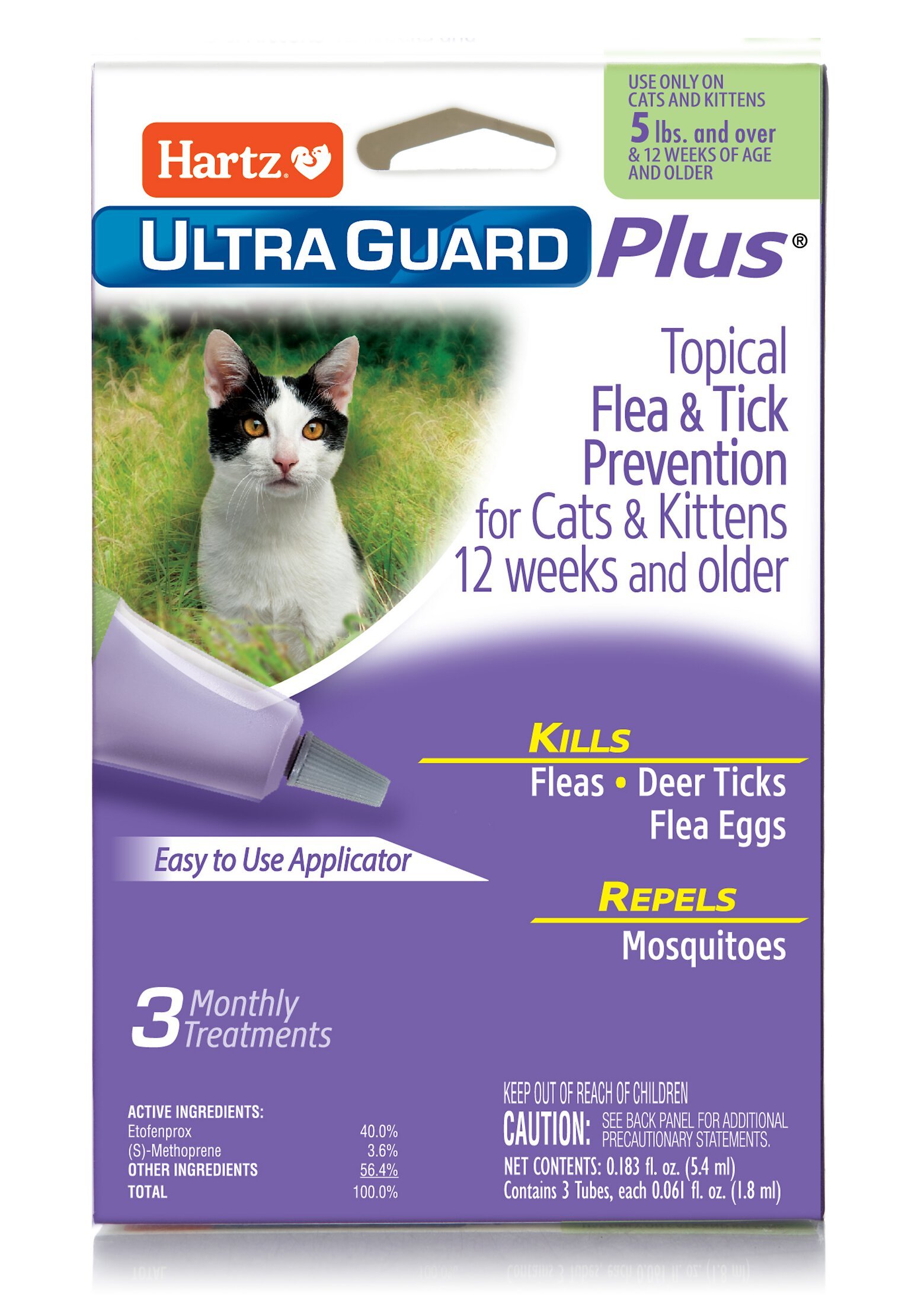 View of HARTZ UltraGuard Plus Flea & Tick Spot Treatment for Cats, over 5 lbs ...