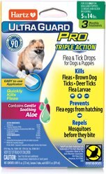 Hartz UltraGuard Pro Triple Action Flea & Tick Spot Treatment for Dogs, 5-14 lbs, 3 Doses (3-mos. supply)