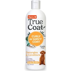 Hartz True Coat Curly or Wavy Detangles & Conditions with Oat Milk, Coconut Oil & Shea Butter Dog Shampoo, 16-oz bottle