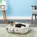 Paws & Pals 1800's Newspaper Bolster Cat & Dog Bed, Small