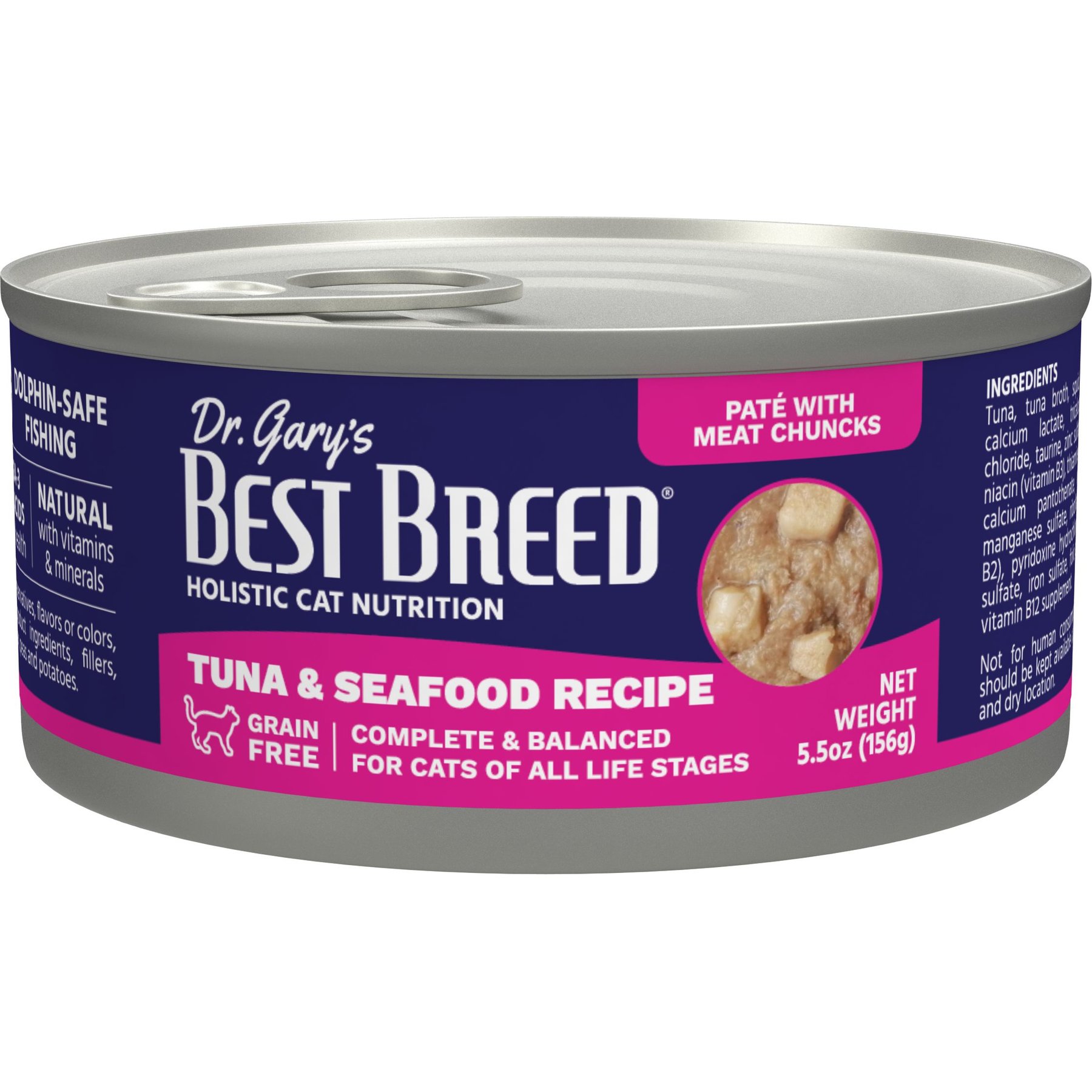 DR. GARY S BEST BREED Tuna Seafood Grain Free Pate Wet Cat Food 5.5 oz can case of 24 Chewy