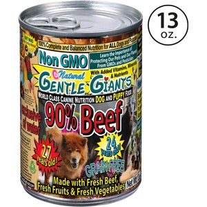 Gentle Giants Non-GMO Puppy Grain-Free Beef Wet Dog Food, 13-oz can