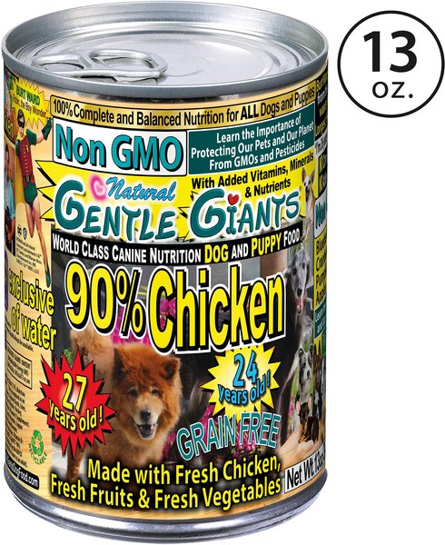 Gentle Giants Natural Non-GMO Dog & Puppy Grain-Free Chicken Wet Dog Food, 13-oz can slide 1 of 8