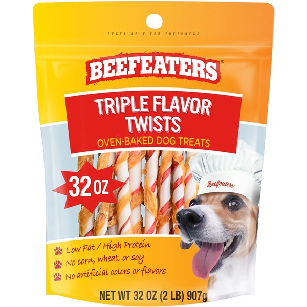 BEEFEATERS Triple Flavor Twists Dog Treats, 32-oz bag - Chewy.com