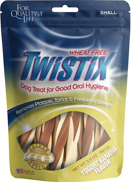 N-Bone  Twistix Yogurt Banana Flavored Small Dental Dog Treats, 5.5-oz bag, Count Varies slide 1 of 5