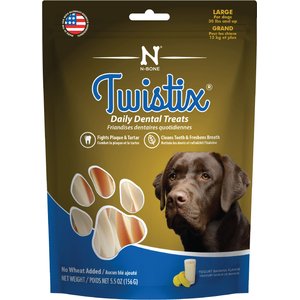 N-Bone Twistix Yogurt Banana Flavored Large Dental Dog Treats, 5.5-oz bag, count varies