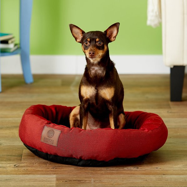 American Kennel Club AKC Casablanca Bolster Cat & Dog Bed, Red slide 1 of 7
