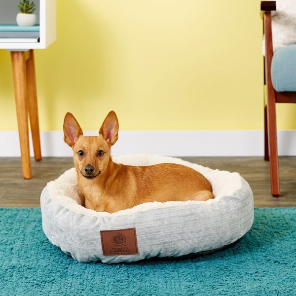 AMERICAN KENNEL CLUB AKC Casablanca Bolster Cat & Dog Bed, Light Blue