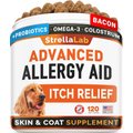 StrellaLab Anti Itch Advanced Allergy Aid Bacon Flavor Chew Supplement for Dogs, 120 count
