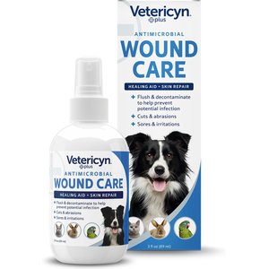 Vetericyn Plus Antimicrobial Wound Care Spray for Dogs, Cats, Horses, Birds & Small Pets, 3-oz bottle