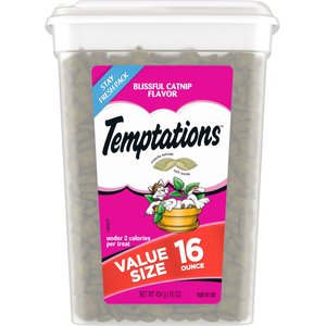 Temptations Classic Blissful Catnip Flavor Soft & Crunchy Cat Treats, 16-oz tub