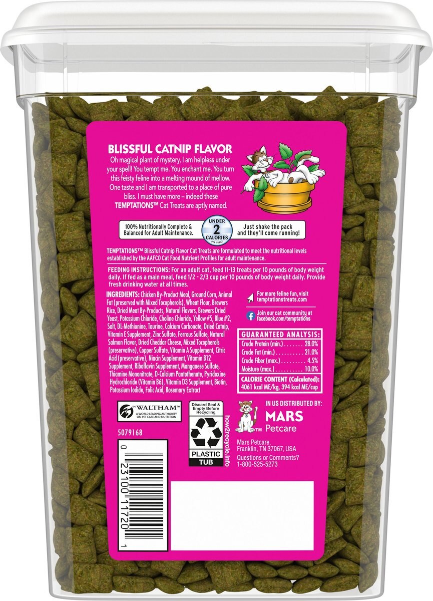 TEMPTATIONS Classic Blissful Catnip Flavor Soft & Crunchy Cat Treats
