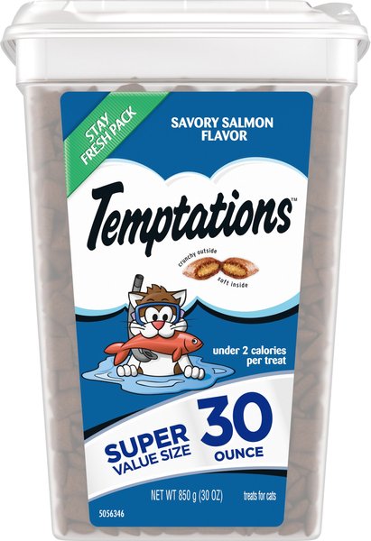 Temptations Classic Savory Salmon Flavor Soft & Crunchy Cat Treats, 30-oz tub slide 1 of 9