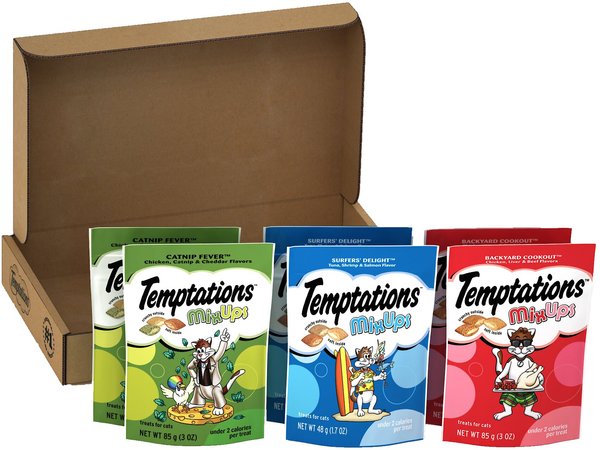 Temptations MixUps Variety Pack Soft & Crunchy Cat Treats, 3-oz bag, case of 6 slide 1 of 9