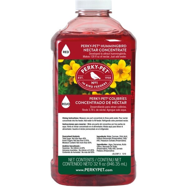 PERKYPET Red Nectar Concentrate Hummingbird Food, 32oz bottle