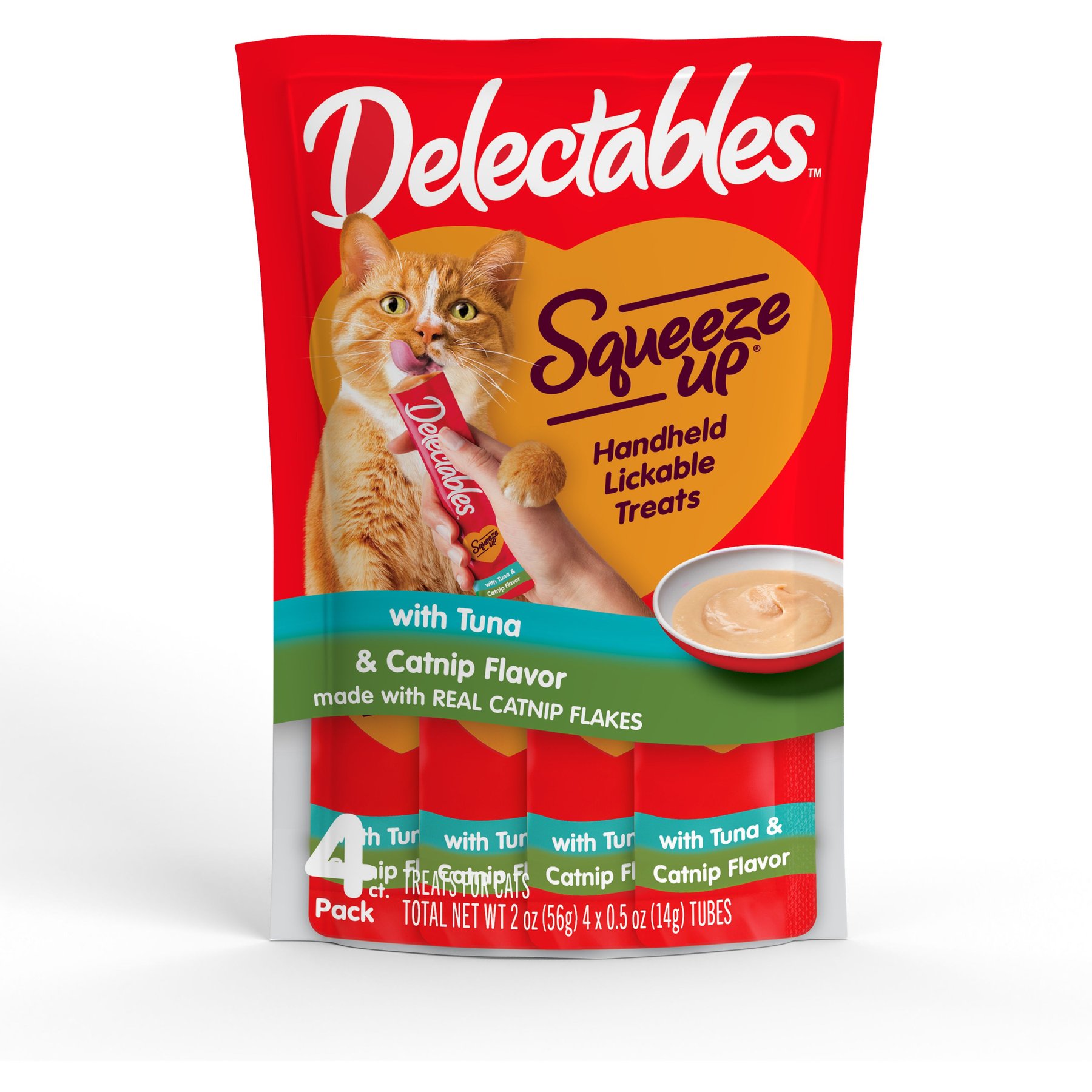 HARTZ Delectables Squeeze Up Tuna with Catnip Flavored Grain Free Lickable Cat Treats 0.5 oz tube case of 32 Chewy