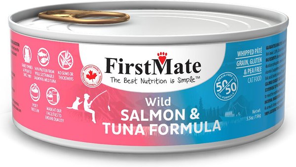 FirstMate 50/50 Salmon & Tuna Formula Grain-Free Canned Cat Food, 5.5-oz, case of 24 slide 1 of 2