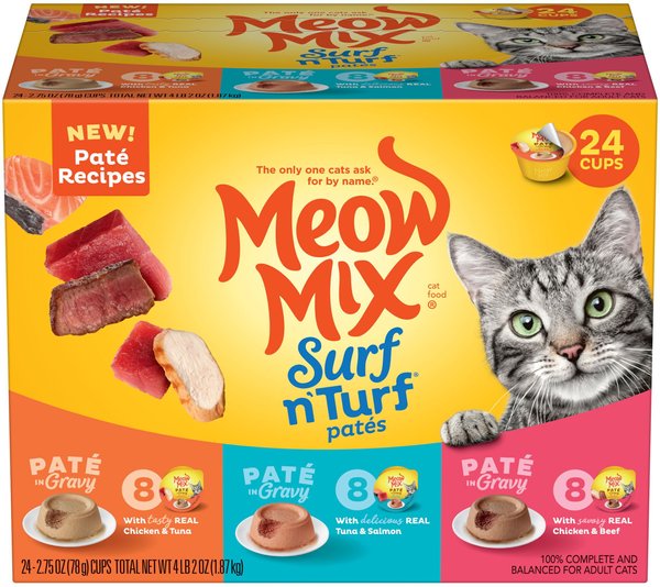 MEOW MIX Pate in Gravy Surf n Turf Variety Pack Wet Cat Food 2.75