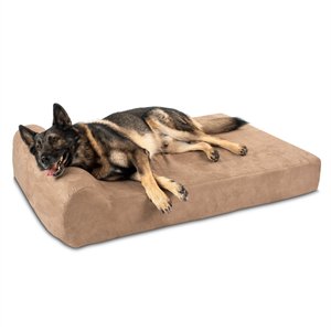 Big Barker 7" Headrest Orthopedic Pillow Dog Bed with Removable Cover, Khaki, Extra Large
