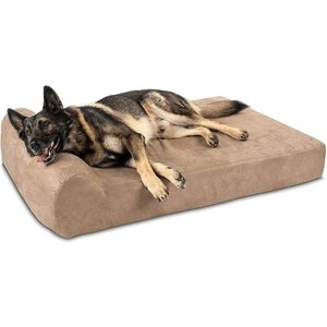 Big Barker 7" Headrest Orthopedic Pillow Dog Bed with Removable Cover, Khaki, Extra Large