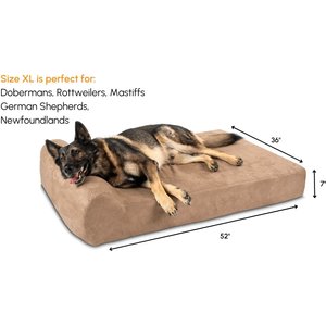 Big Barker 7" Headrest Orthopedic Pillow Dog Bed with Removable Cover, Khaki, Extra Large