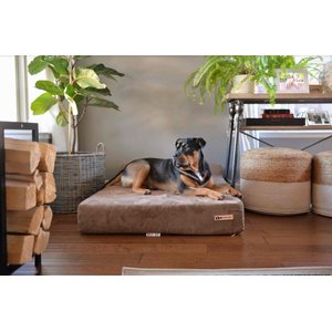 Big Barker 7" Headrest Orthopedic Pillow Dog Bed with Removable Cover, Khaki, Extra Large