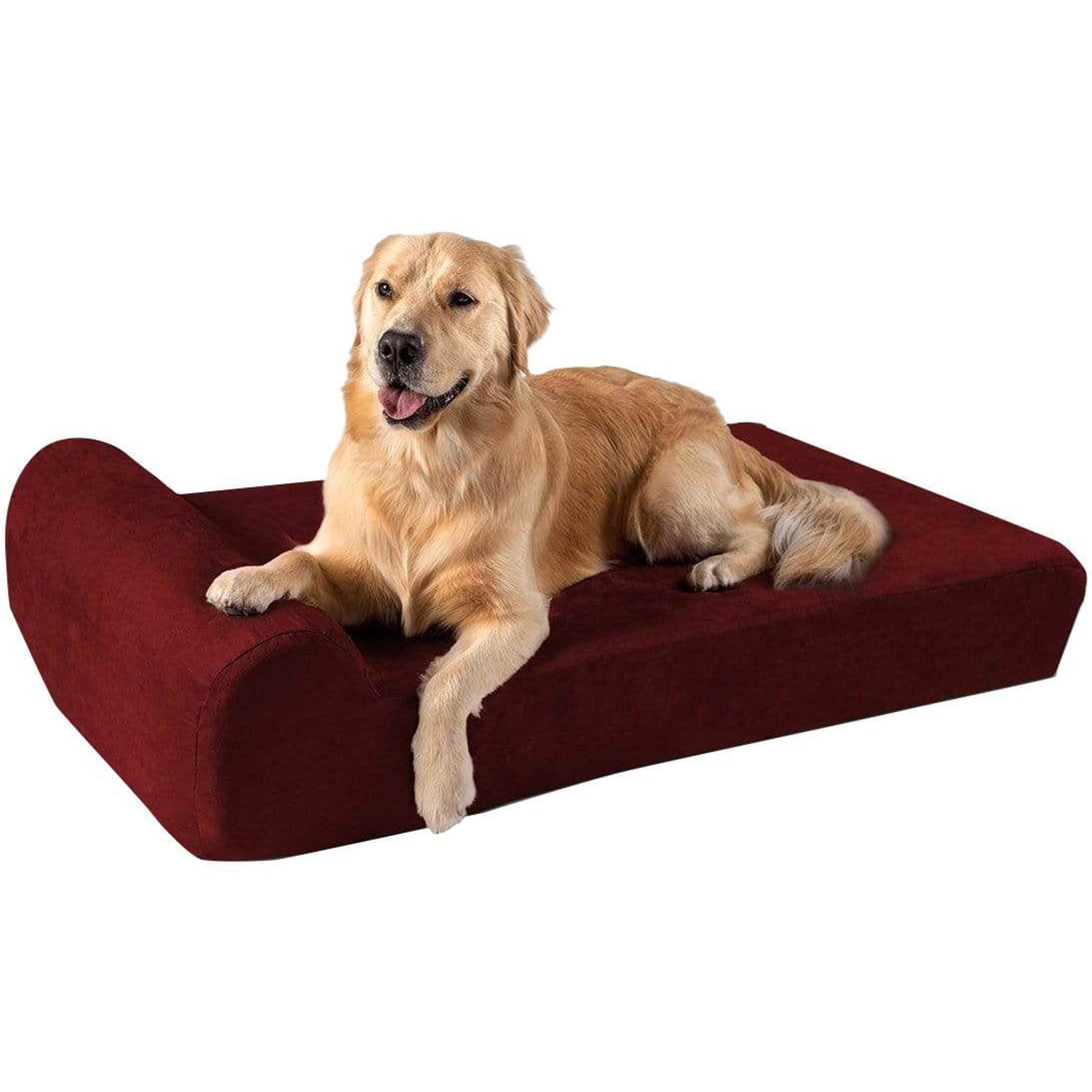 BIG BARKER 7 Headrest Orthopedic Pillow Dog Bed with Removable Cover Burgundy Large Chewy