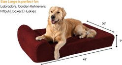 Big Barker 7" Headrest Orthopedic Pillow Dog Bed with Removable Cover, Burgundy, Large slide 2 of 9
