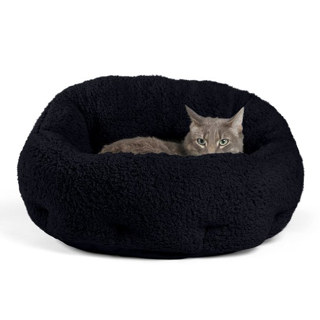 BEST FRIENDS BY SHERI Sherpa Bolster Cat & Dog Bed, Black