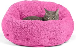 Best Friends by Sheri OrthoComfort Sherpa Bolster Cat & Dog Bed, Fuchsia, Standard