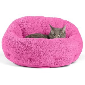 Best Friends by Sheri OrthoComfort Sherpa Bolster Cat & Dog Bed, Fuchsia, Standard