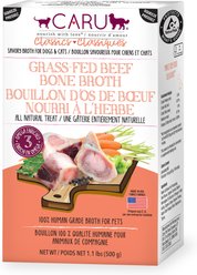 Caru Grass-Fed Beef Bone Broth Human-Grade Dog & Cat Wet Food Topper, 1.1-lb box