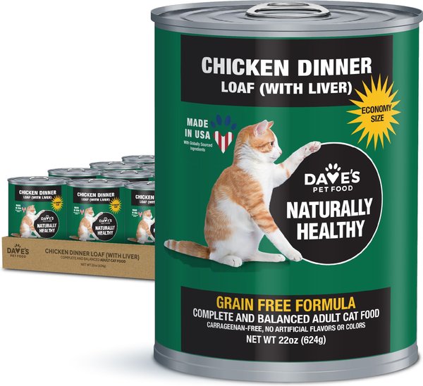 DAVE S PET FOOD Naturally Healthy Grain Free Chicken Dinner Pate Canned Cat Food 22 oz can case of 12 Chewy