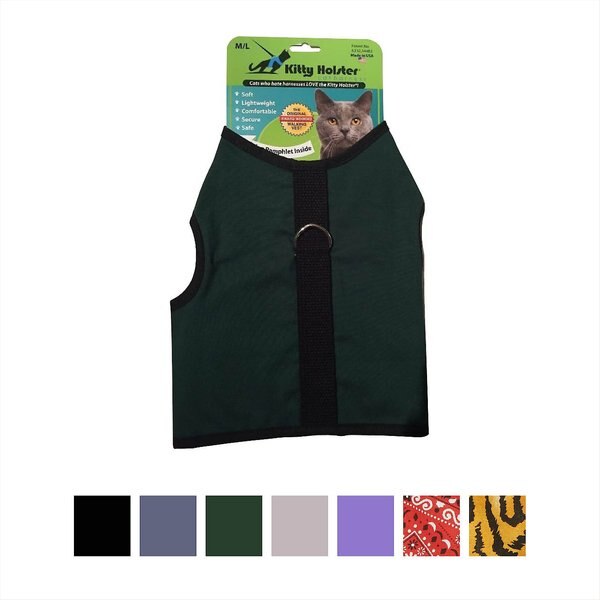 KITTY HOLSTER Cat Harness, Hunter Green, Medium/Large