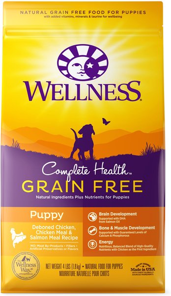 Wellness Grain-Free Complete Health Puppy Deboned Chicken, Chicken Meal & Salmon Meal Recipe Dry Dog Food, 4-lb bag slide 1 of 9