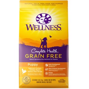 Wellness Grain-Free Complete Health Puppy Deboned Chicken, Chicken Meal & Salmon Meal Recipe Dry Dog Food, 12-lb bag