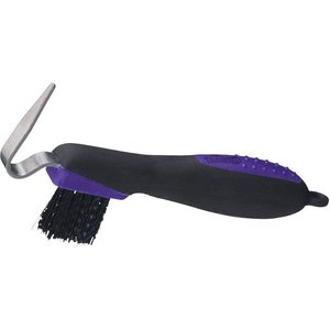 Tough-1 Great Grip Hoof Pick & Horse Brush, Purple