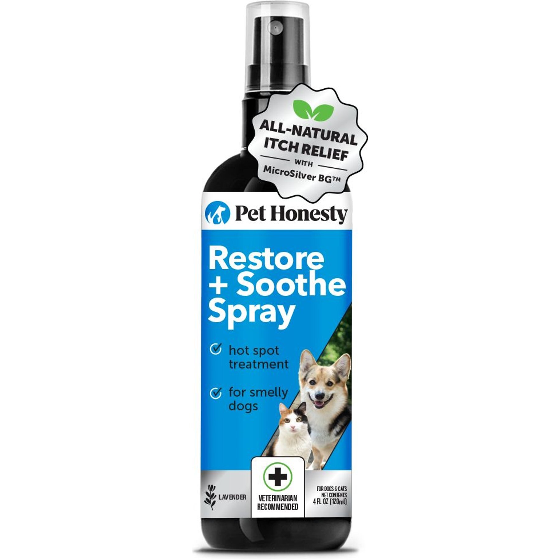 PETHONESTY Restore Soothe Hot Spot Allergy Itchy Skin Relief Dog Cat Spray 4 fl oz bottle Chewy