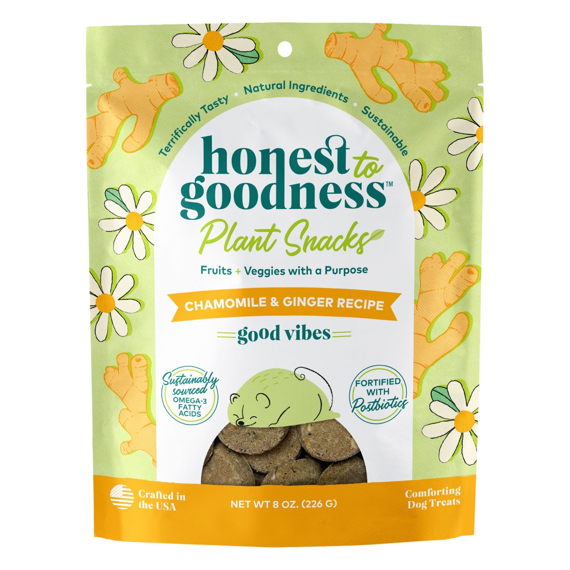HONEST TO GOODNESS Plant Snacks Good Vibes Chamomile &amp; Ginger Dog 