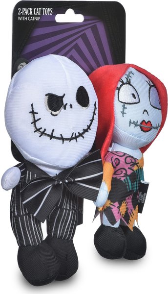 Disney Classics NBC Jack & Sally Plush Kicker Cat Toy with Catnip, Multi-Color, 2 count