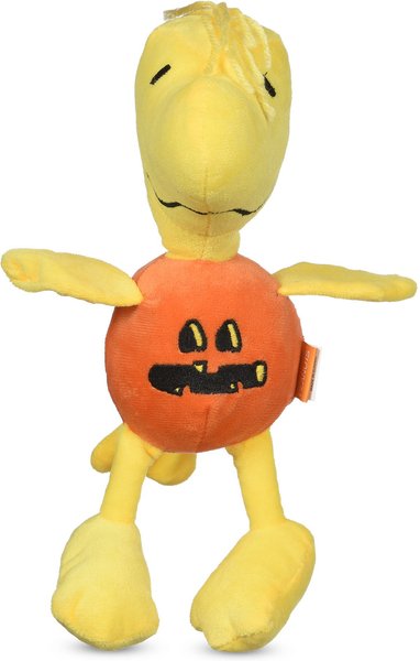 PEANUTS Halloween Woodstock Pumpkin Squeaker Dog Plush Toy Multi Color 9 in Chewy