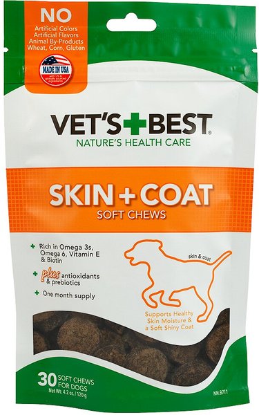 Vet's Best Chicken Flavored Soft Chews Skin & Coat Supplement for Dogs, 30 count slide 1 of 7