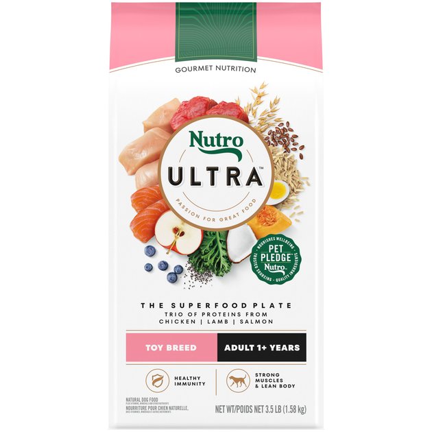 Nutro Ultra Adult Toy Breed Trio of Proteins High Protein Chicken, Lamb & Salmon Dry Dog Food, 3.5-lb bag