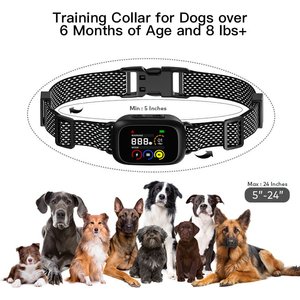 Petdiary 5 Training Mode Waterproof TFT Color Screen Dog Static Bark Collar, Black