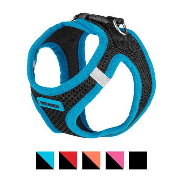 Best Pet Supplies Voyager Black Base Mesh Dog Harness, Blue Trim, X-Small slide 1 of 10