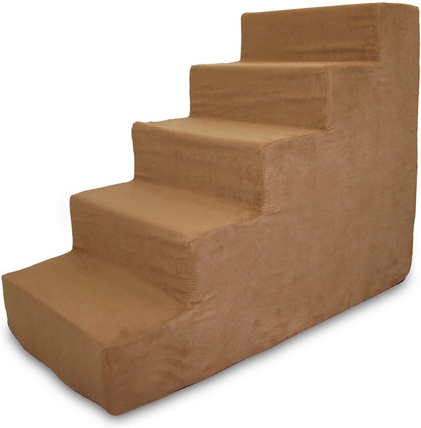 BEST PET SUPPLIES Foam Cat & Dog Stairs, Light Brown, 5Step
